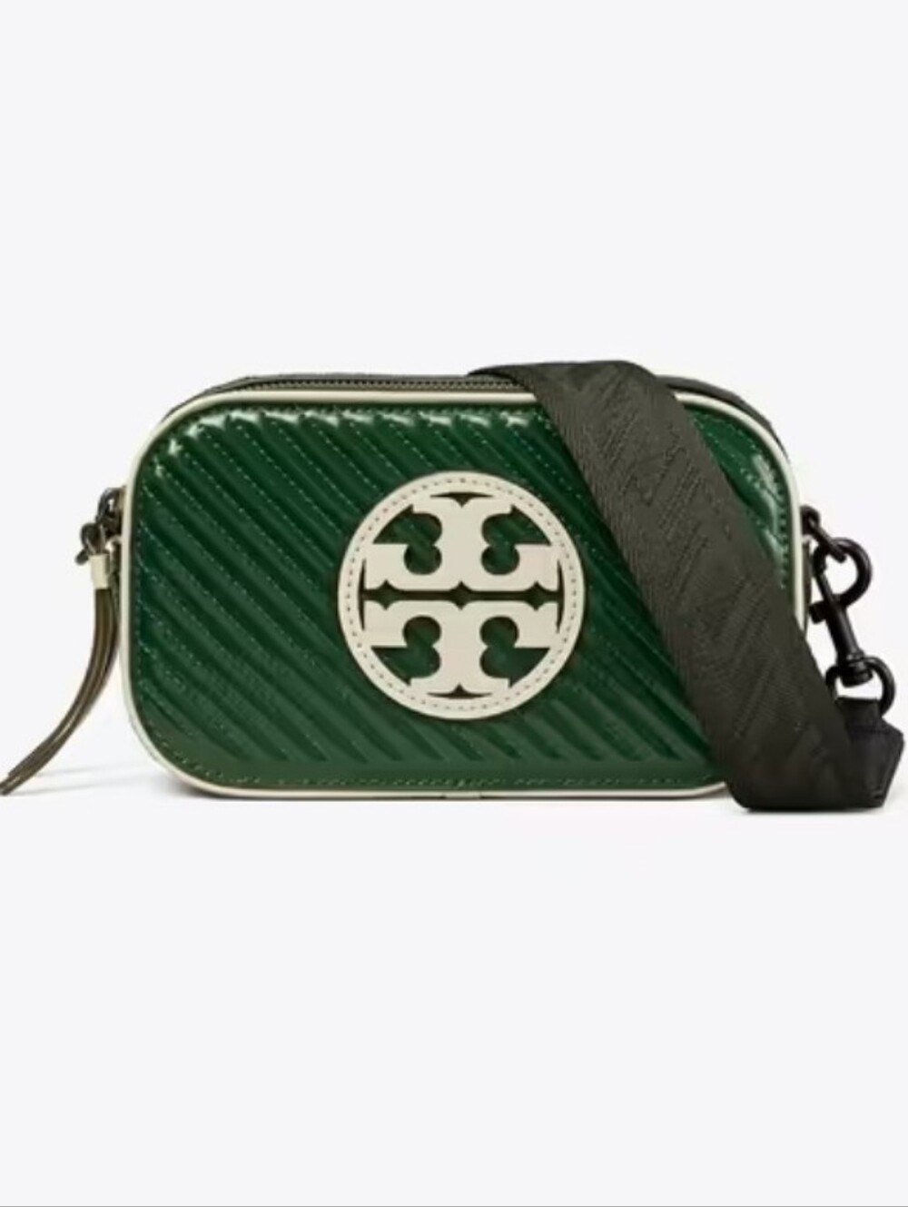 Tory Burch-Miller Patent Puffy Quilted Camera Crossbody Bag (Green 💚)
